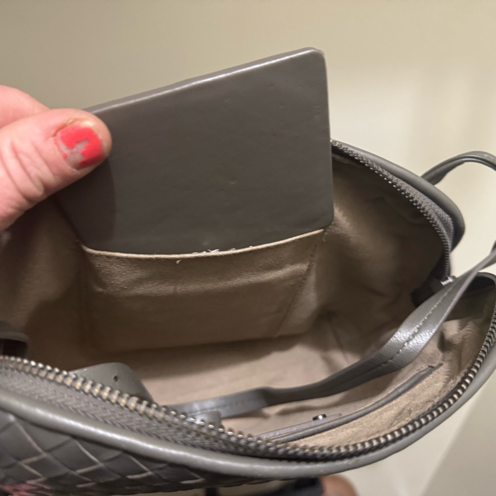 Bottega Veneta grey intrecciato leather nodini.
